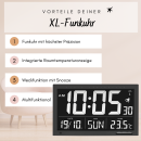 XXL Wanduhr Funkuhr Kalender Thermometer Wecker Digitaluhr