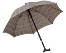 Stockschirm TWIN Regenschirm mit eingebautem Gehstock 2 Größen Karo braun groß 87 - 95 cm