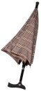 Stockschirm TWIN Regenschirm mit eingebautem Gehstock 2 Größen Karo braun klein 80 - 83 cm
