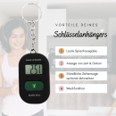 Schlüsselanhänger mit sprechender Funkuhr Umhängeuhr Sprache schwarz