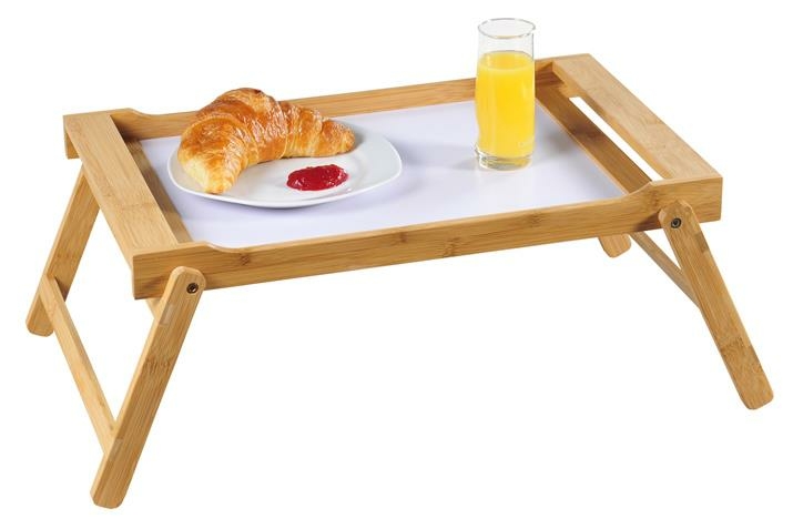 2x Betttablett Bambus Serviertablett Holztablett Frühstückstablett klappbar weiß 