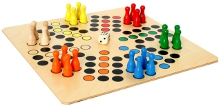 Ludo 6 XXL, Holz, 6 Spieler, 50 x 50 cm, Figuren 6 cm