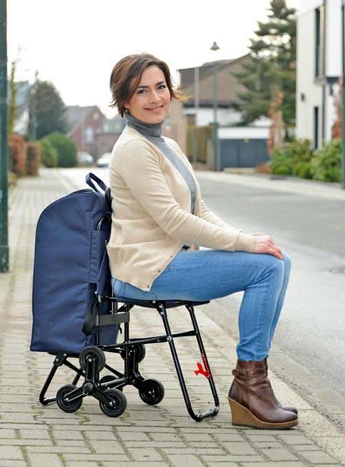 Shopper mit Sitz Einkaufsroller Einkaufstrolley Treppensteiger - Seni