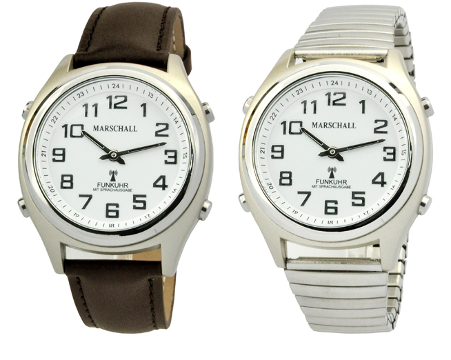 Sprechende Funk-Armbanduhr weiß Damen / Herren Sprachausgabe - Senior,  119,95 €