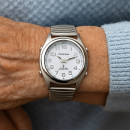 Sprechende Funk-Armbanduhr weiß Damen / Herren Sprachausgabe