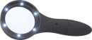 Handlupe Beleuchtung 4-facher Vergrößerung dimmbar 6 LEDs Linse vierfach 60 mm