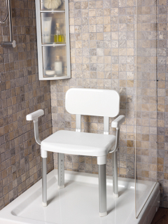 Duschstuhl Badstuhl mit Armlehnen und Rückenlehne verstellbar