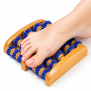 Fußmassageroller aus Holz für beide Füße 10 Achsen Noppenrollen