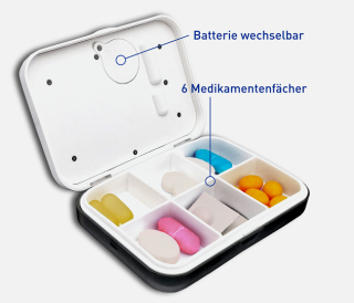 Pillenbox mit Vibrationsalarm Medikametendosierer Tablettendose