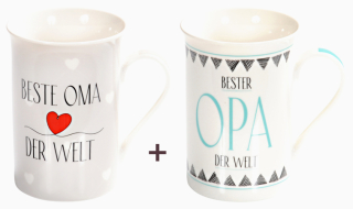 Set Geschenktassen für OMA und OPA Porzellantassen