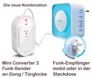 Funk-Türglockenverstärker Sender Converter Empfänger mobil + Netz