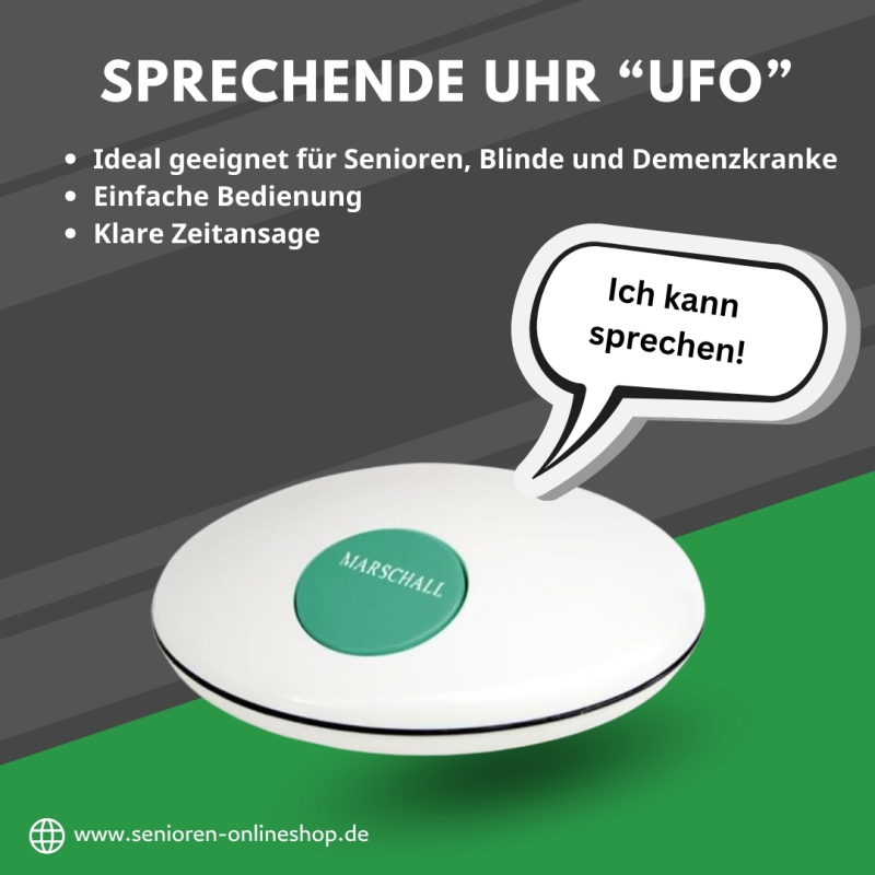 Deutsch Sprechende Uhr 1001w im UFO-Design mit Stündlicher
