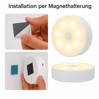 Wiederaufladbarer LED-Bewegungsmelder LED Nachtlicht mit Bewegungssensor automatisches Ein- und Ausschalten 6 Stück