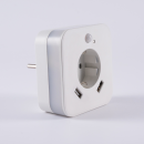 LED-Nachtlicht mit Bewegungsmelder, Dämmerungssensor, 2x USB (2.4A), integrierte Steckdose, USB-C, warmweiß, weiß– TÜV GS geprüft – für Flur, Schlafzimmer, Kinderzimmer