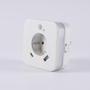 LED-Nachtlicht mit Bewegungsmelder, Dämmerungssensor, 2x USB (2.4A), integrierte Steckdose, USB-C, warmweiß, weiß– TÜV GS geprüft – für Flur, Schlafzimmer, Kinderzimmer