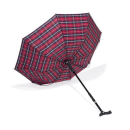 Stockschirm TWIN Regenschirm mit eingebautem Gehstock 2 Größen Karo rot-blau