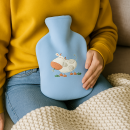 Fashy Wärmflasche für Kinder Kuh Motiv mit Fleecebezug blau