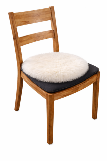 Lammfellauflage mit Baumwoll-Unterfütterung Rund – Ø ca. 36 cm, naturweiß