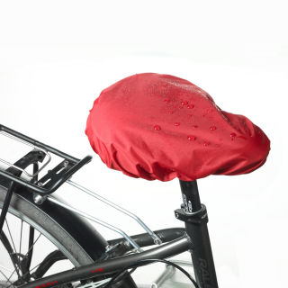 Schurwoll-Fahrradsattelbezug „2 in 1“ Wendeeffekt und wasserabweisender Rückseite rot/anthrazit