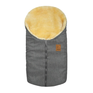 Kleiner Lammfellfußsack für Tragschalen, Kinderwagen und Autositze der Gruppen 0 bis 1  (grau meliert)
