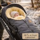 Kleiner Lammfellfußsack für Tragschalen, Kinderwagen und Autositze der Gruppen 0 bis 1  (grau meliert)