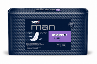 Seni Man Super Level 5 – Inkontinenzeinlagen für Männer, 15 Stück, atmungsaktiv & diskret