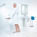 Mobile WC-Aufstehhilfe Sam Comfort Weiß – Freistehende Toiletten-Aufstehhilfe mit Ablagekorb | Bis 150 kg belastbar | Passend für handelsübliche WC-Becken