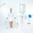 Mobile WC-Aufstehhilfe Sam Comfort Weiß – Freistehende Toiletten-Aufstehhilfe mit Ablagekorb | Bis 150 kg belastbar | Passend für handelsübliche WC-Becken