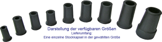 Gummifüße für Gehstöcke oder Schirme / Stockkapseln 16 mm schwarz