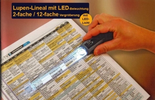 Lineal mit Lupe 2-fache Vergrößerung