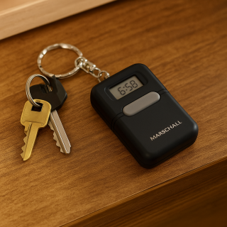 Schlüsselanhänger mit sprechender Uhr schwarz