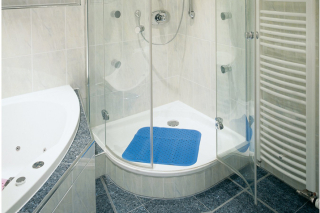Badewannenmatte oder Duschmatte (quadratisch, 56 x 56 cm) blau