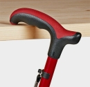 Gehstock mit Stockhalter und Handschlaufe, Leichtmetall rot