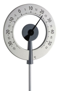 LOLLIPOP Design-Gartenthermometer XXL Outdoor-Thermometer Alu/anthrazit, schwarzer Zeiger